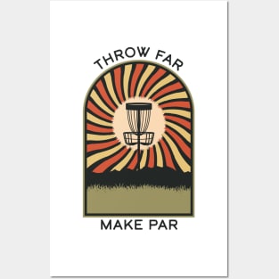 Throw Far Make Par | Disc Golf Vintage Retro Arch Mountains Posters and Art